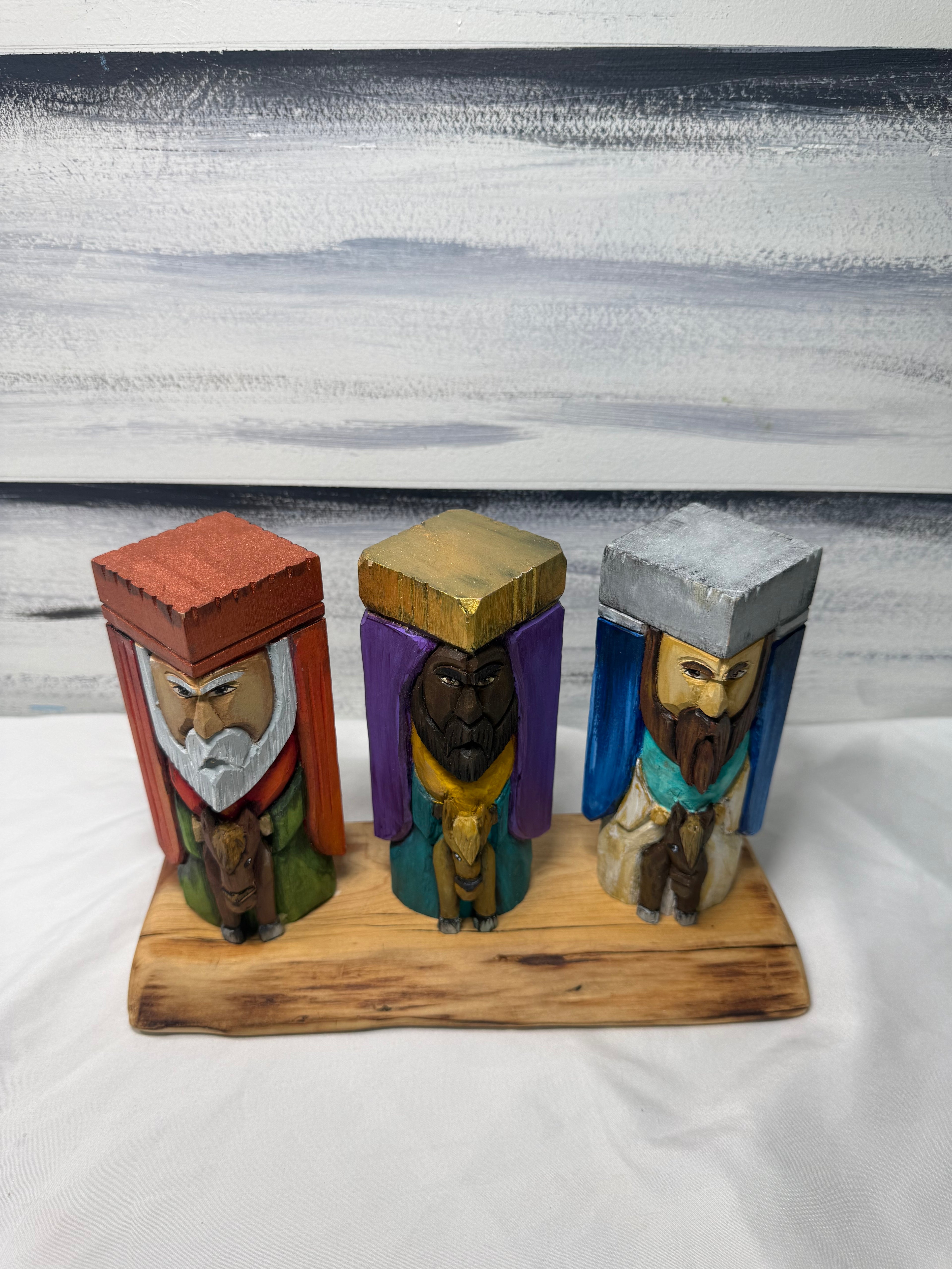 Reyes magos tallados artesanales